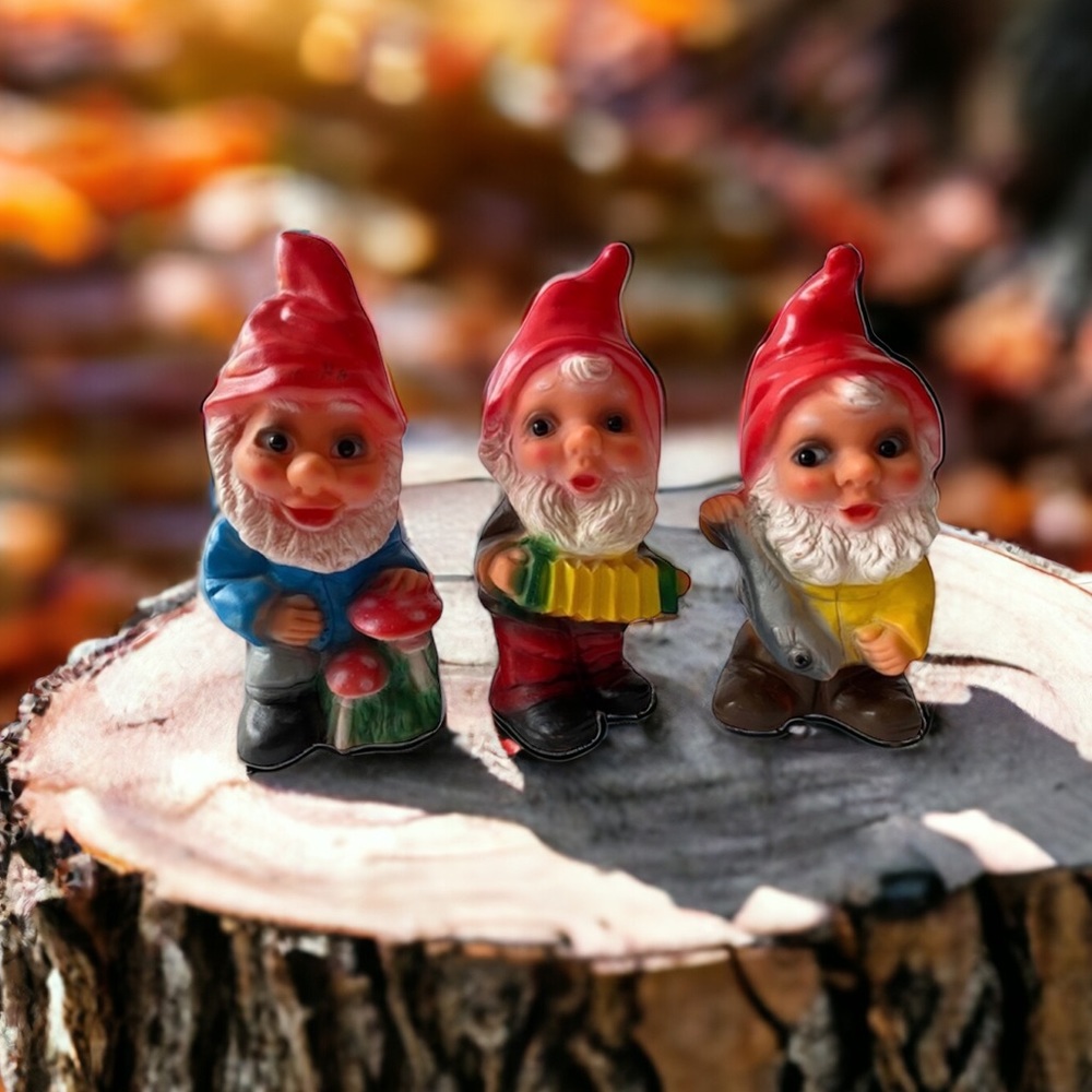 3 Vintage Erling Krage Gnomes Rubber/Vinyl‎